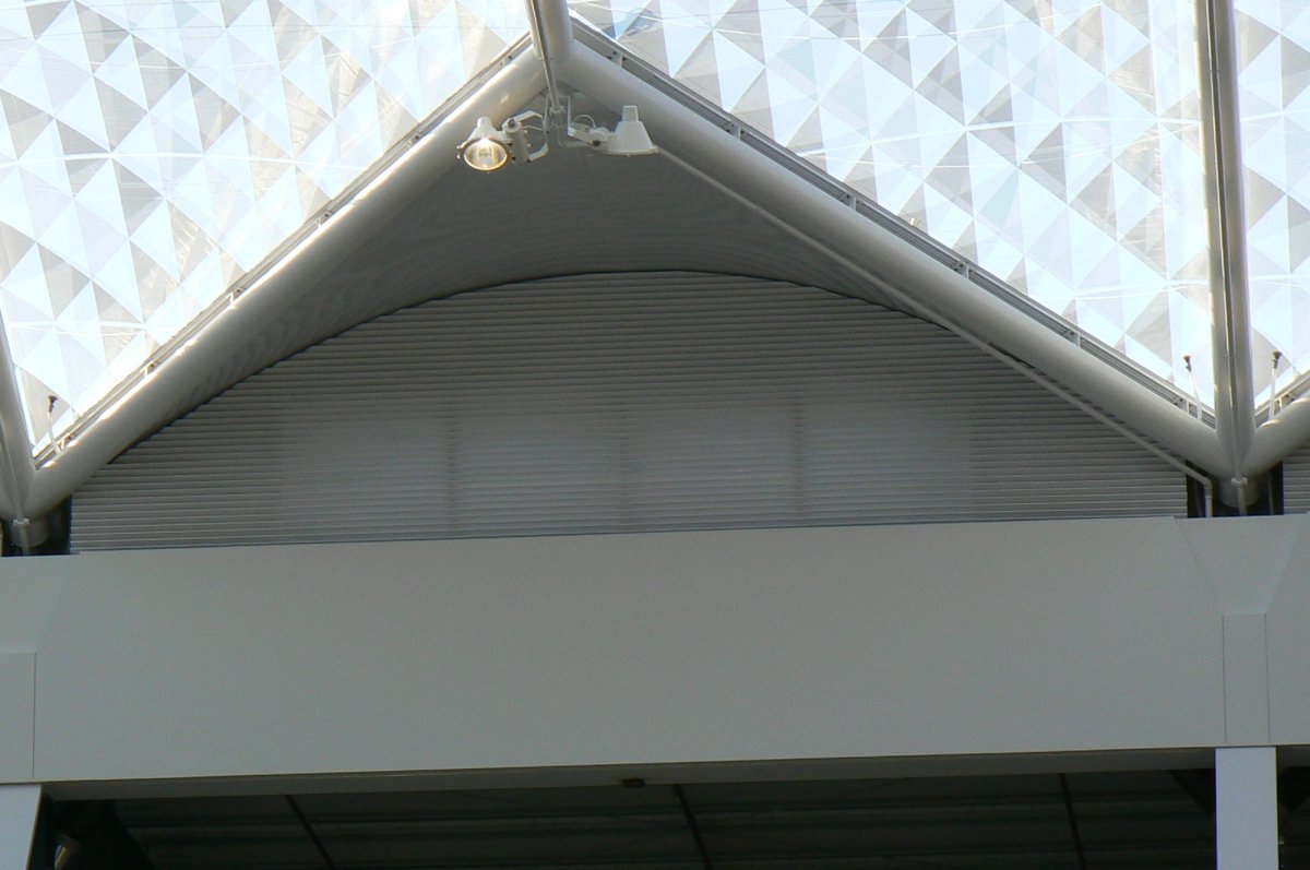 Screening louvres installed within an architectural façade